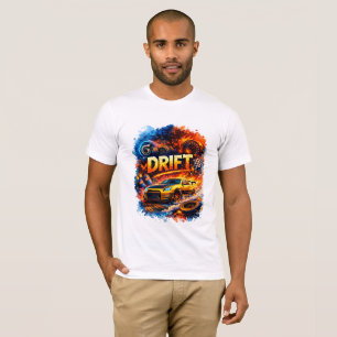 Drift King – High Speed Racing Car Fire Art Design T-Shirt