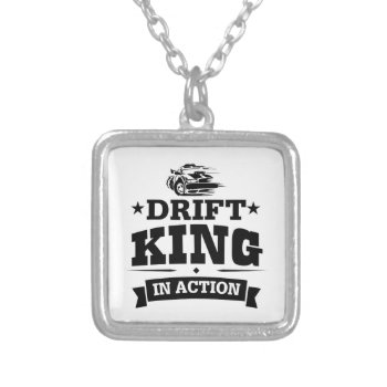 Drift King In Action Silver Plated Necklace by MalaysiaGiftsShop at Zazzle