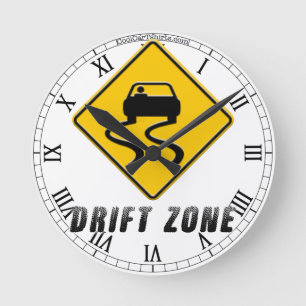 Drift Zone sign Round Clock
