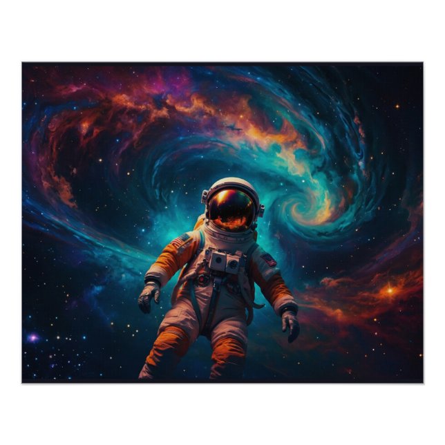 Drifting Astronaut in Outer Space Poster (Front)
