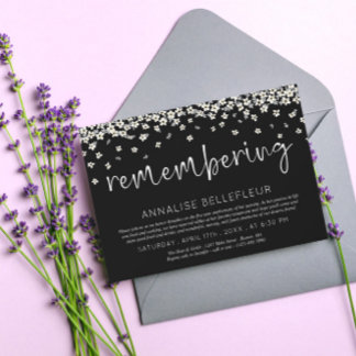 Drifting Flowers Remembering Death Anniversary Invitation