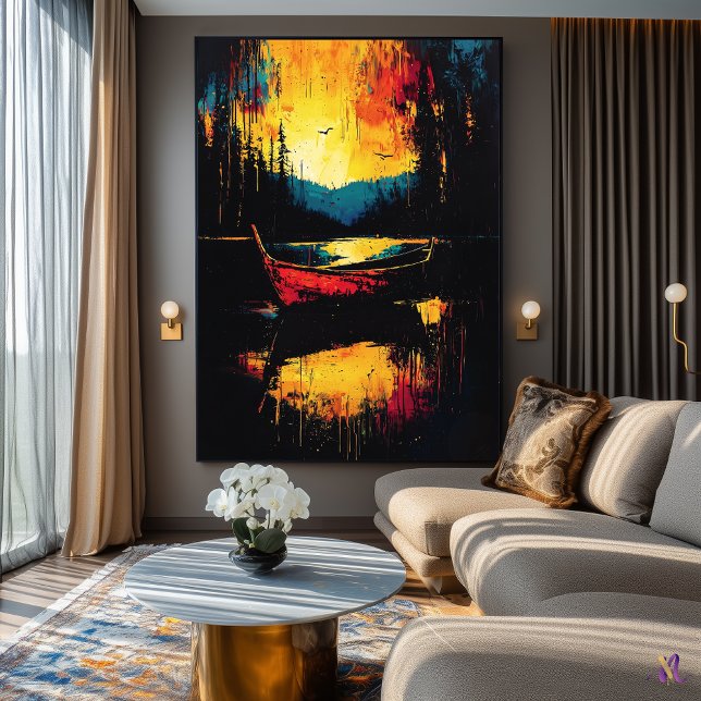 Drifting into Fire – Expressionist Abstract Boat Poster (Creator Uploaded)