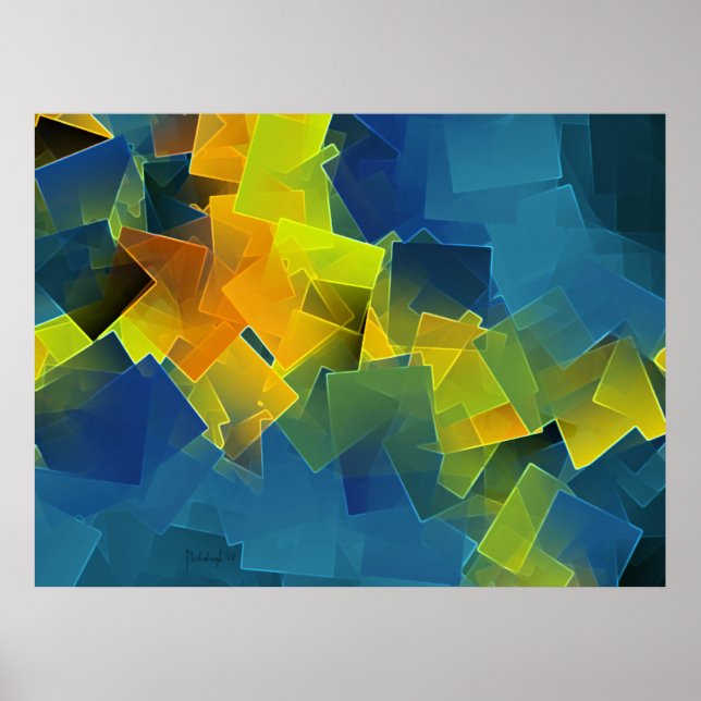 Drifting planes - colorful abstract art print (Front)