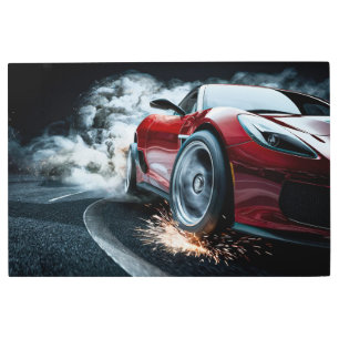 Drifting Sleek Black Sports Car #4 Metal Print