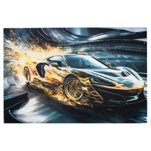 Drifting Sleek Black Sports Car #6 Metal Print