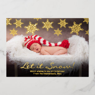 Drifting Snowflakes Let it Snow Photo Christmas Foil Holiday Card