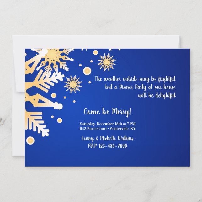 Drifting Snowflakes Winter Dinner Party Invitation (Front)