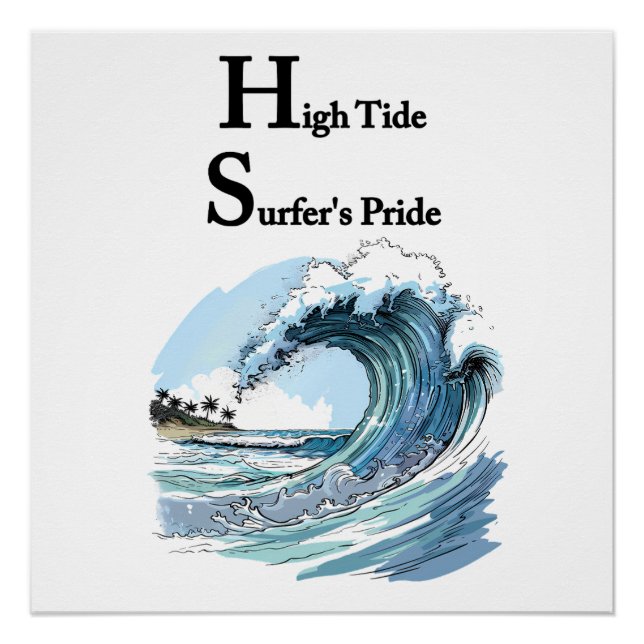 “Drifting Through Echoes” Summer surfing waves  Poster (Front)