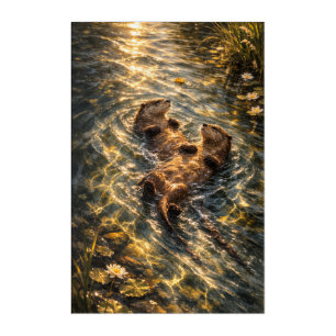 Drifting Together   River Otter   Acrylic Wall Art