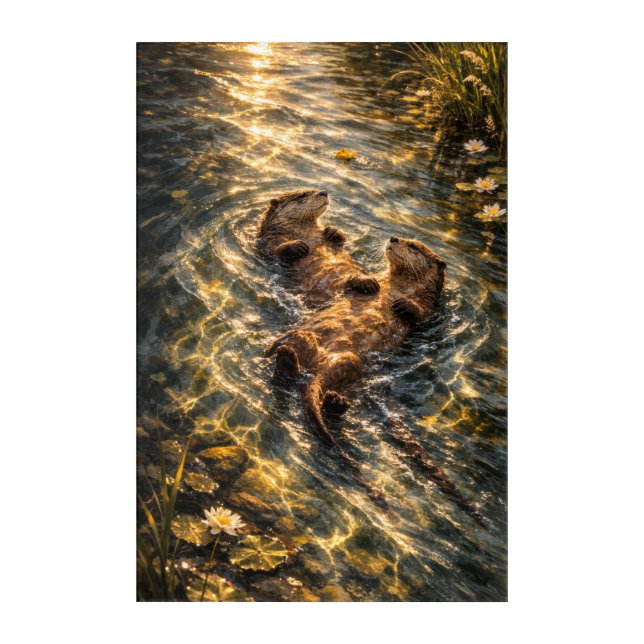 Drifting Together | River Otter | Acrylic Wall Art (Front)