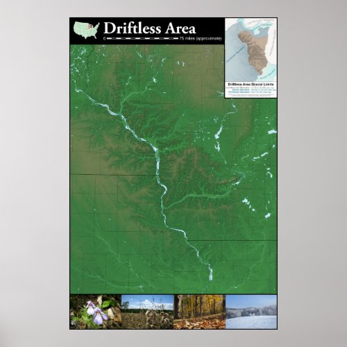 Driftless Area Map Poster 24x36in