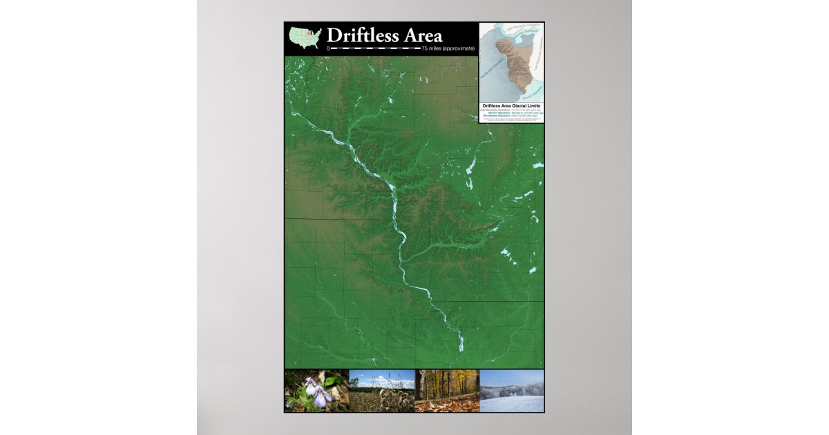 Driftless Area Map Poster (24x36in) | Zazzle