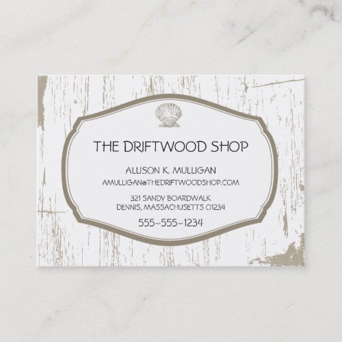 DRIFTWOOD AND SCALLOPED SHELL BUSINESS CARD