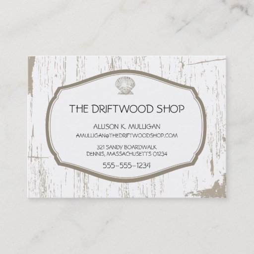 Customizable DRIFTWOOD AND SCALLOPED SHELL BUSINESS CARD