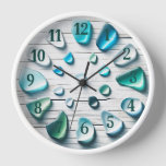 Driftwood And Sea Glass Clock at Zazzle