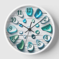 Driftwood and Sea Glass Clock