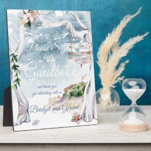 Driftwood Arbor Beach Wedding Guestbook Plaque