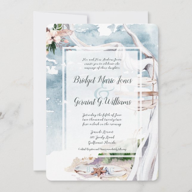 Driftwood Arbor Beach Wedding Invitation (Front)