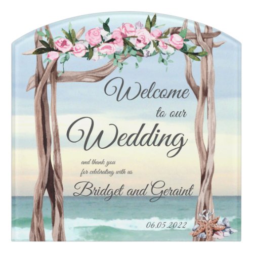 Driftwood Arbor Gulf Beach Wedding Guestbook Plaqu Door Sign