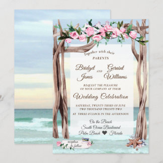 Driftwood Arbor Gulf Coast Wedding Invitation