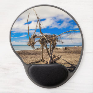 Driftwood artwork on Hokitika Beach, New Zealand Gel Mouse Pad