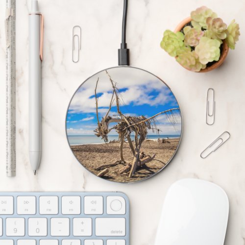 Driftwood artwork on Hokitika Beach New Zealand Wireless Charger