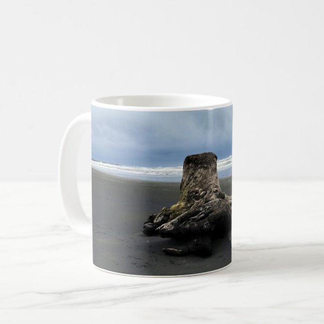 Driftwood at Benson Beach, Cape Disappointment, WA Coffee Mug (Front Left)