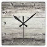 Driftwood Background Square Wall Clock