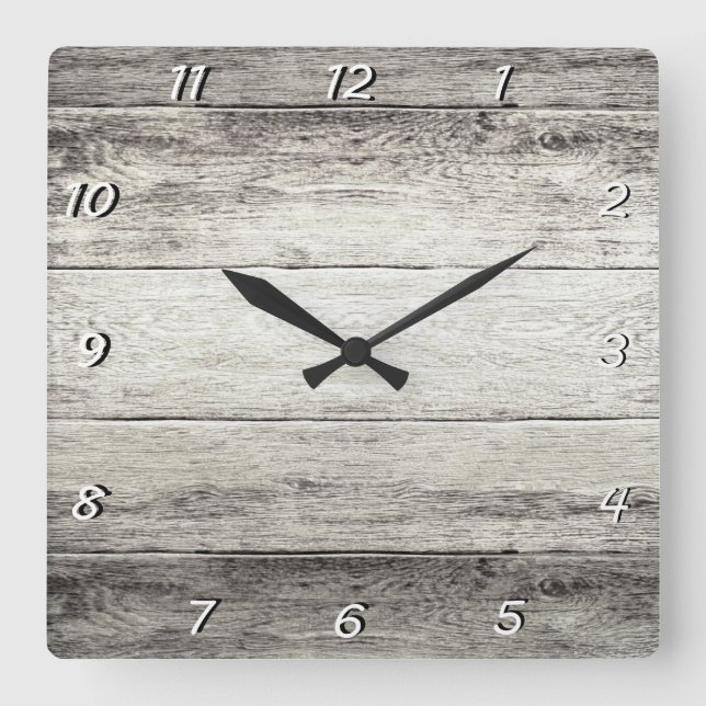 Driftwood Background Square Wall Clock (Front)
