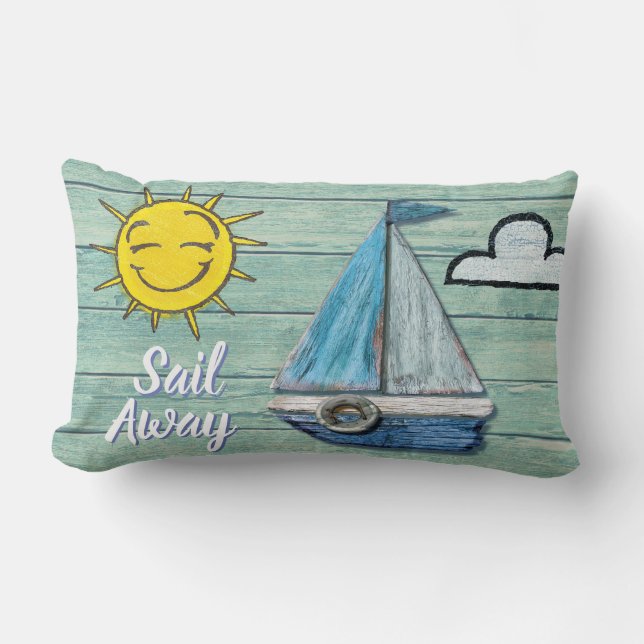 Driftwood Beach design Yacht Lumbar cushion. Lumbar Pillow (Front)