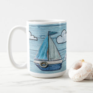 Driftwood Beach design Yacht tall coffee mug. Mug