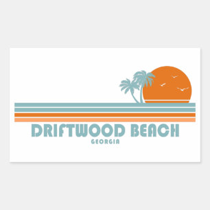 Driftwood Beach Georgia Sun Palm Trees Rectangular Sticker