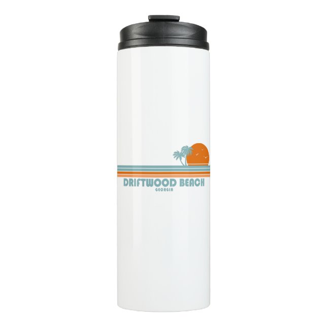 Driftwood Beach Georgia Sun Palm Trees Thermal Tumbler (Front)