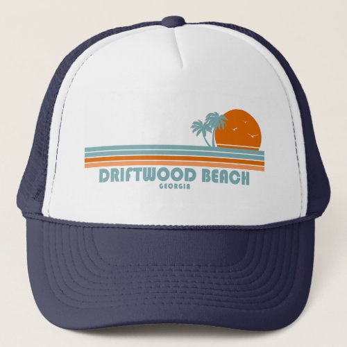 Driftwood Beach Georgia Sun Palm Trees Trucker Hat