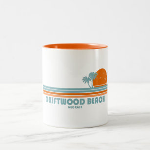 Driftwood Beach Georgia Sun Palm Trees Two-Tone Coffee Mug