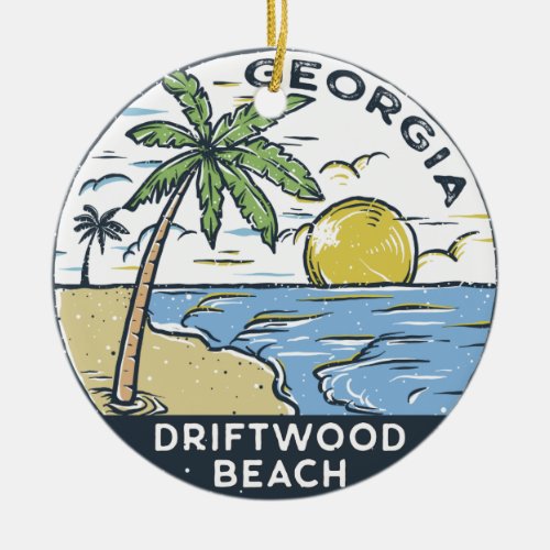 Driftwood Beach Georgia Vintage Ceramic Ornament