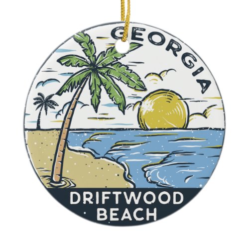 Driftwood Beach Georgia Vintage Ceramic Ornament