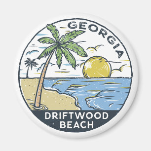 Driftwood Beach Georgia Vintage Magnet