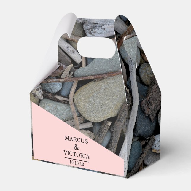 Driftwood beach wedding favor boxes (Front Side)