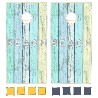 Driftwood Blue Beach Cornhole Set