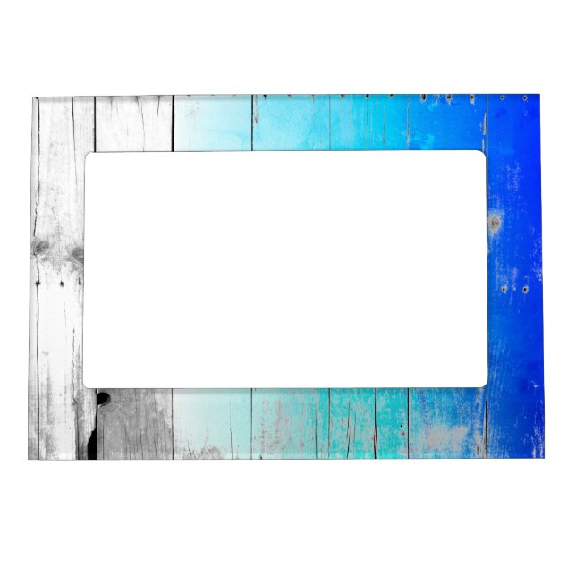 Driftwood Blue Painted Wood Weathered Nautical Magnetic Photo Frame (Front)
