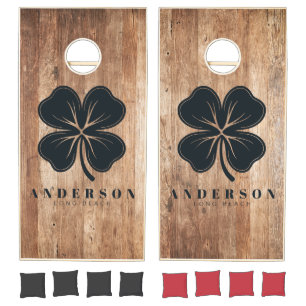 Driftwood Boards Four Leaf Clover with Name Cornhole Set