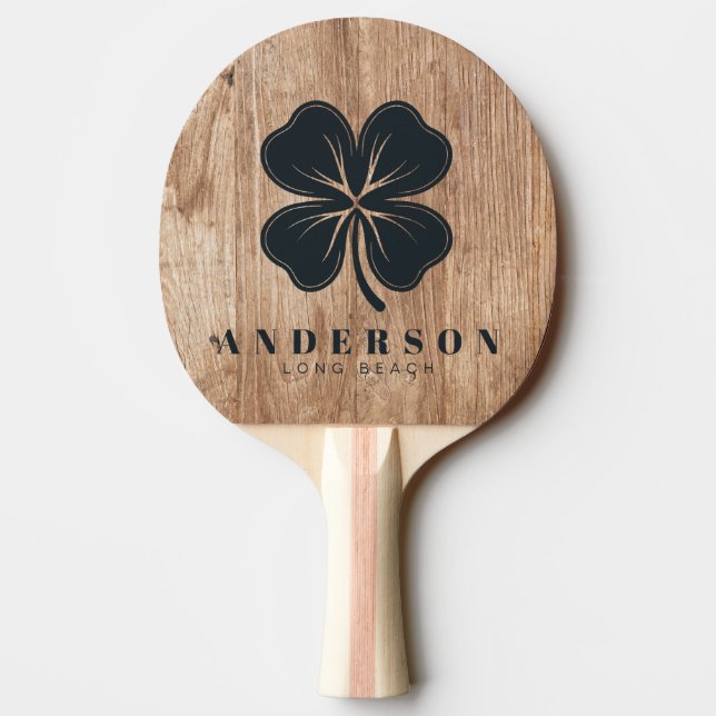 Driftwood Boards Four Leaf Clover with Name Ping Pong Paddle (Back)
