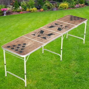 Driftwood Boards Monogram & Name Overlay Beer Pong Table