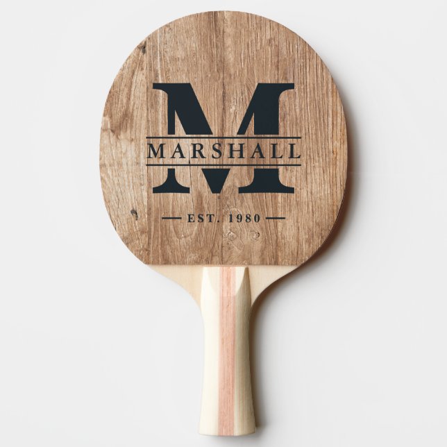 Driftwood Boards Monogram & Name Overlay Ping Pong Paddle (Back)