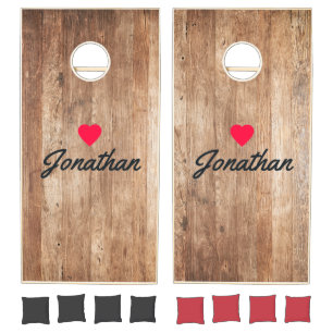 Driftwood Boards Vintage Heart Signature Cornhole Set