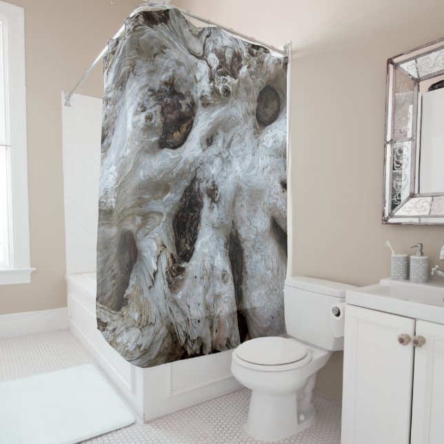 Driftwood Burl Abstract Shower Curtain (In Situ)