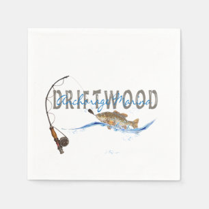 driftwood fish on fishing line paper napkins