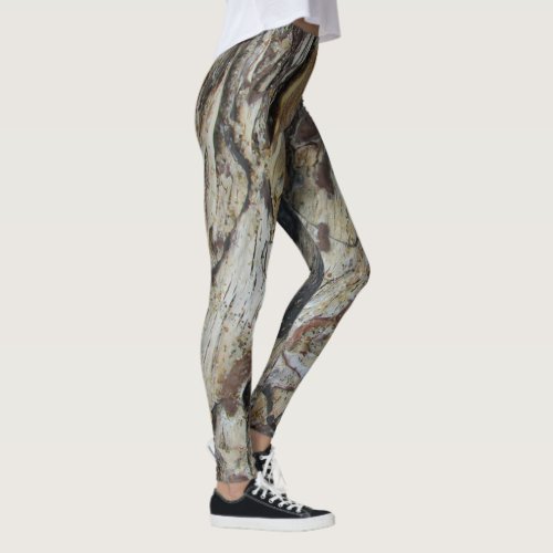 Driftwood Grain Pattern Photo Rustic Woodgrain Leggings