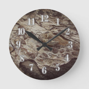 Driftwood Grain Pattern Photo Rustic Woodgrain Round Clock